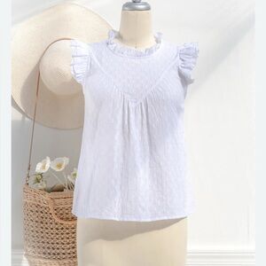 🤍 HEM & THREAD White Ruffled Sleeveless Top